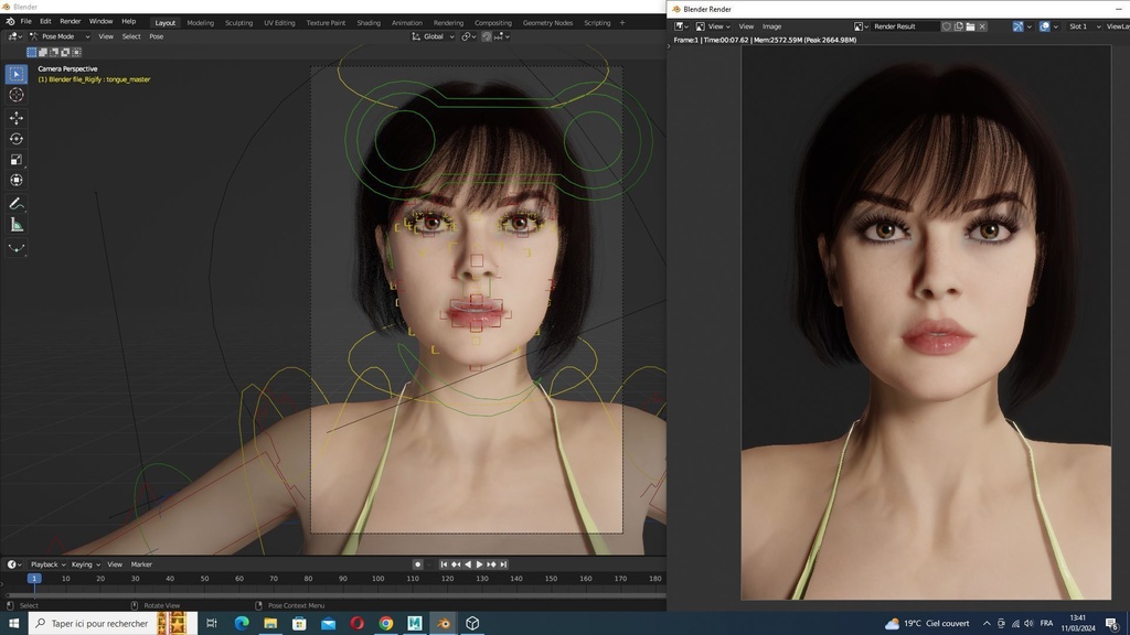 Rosalie Realistic Stylized Female Character Summer Pool Low-poly 3D model