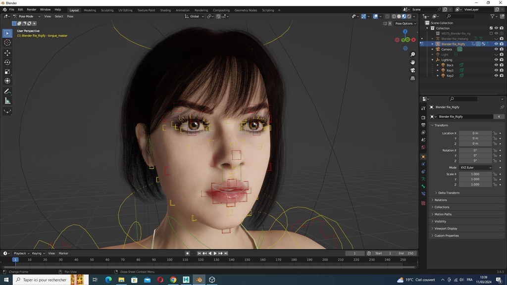 Rosalie Realistic Stylized Female Character Summer Pool Low-poly 3D model