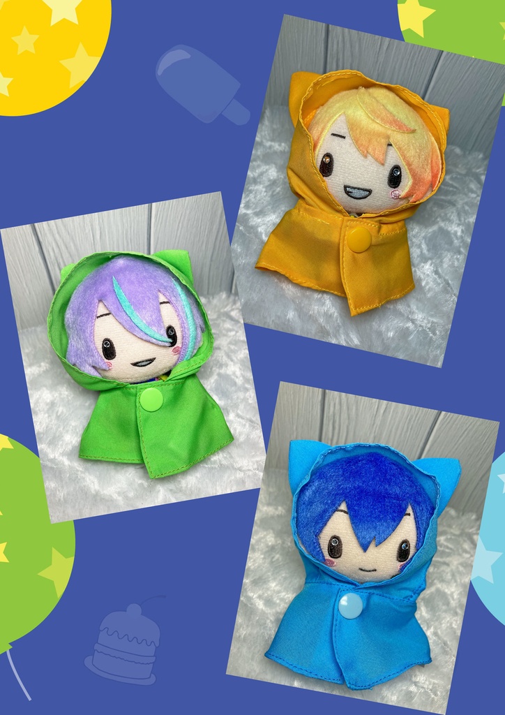 ねこみみレインポンチョ10cmぬいサイズ