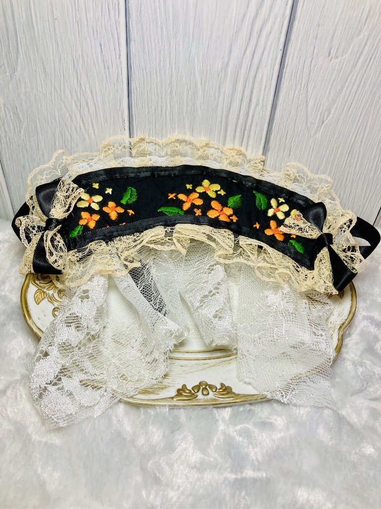 10ｃｍぬいぐるみ用　金木犀刺繍ボンネット