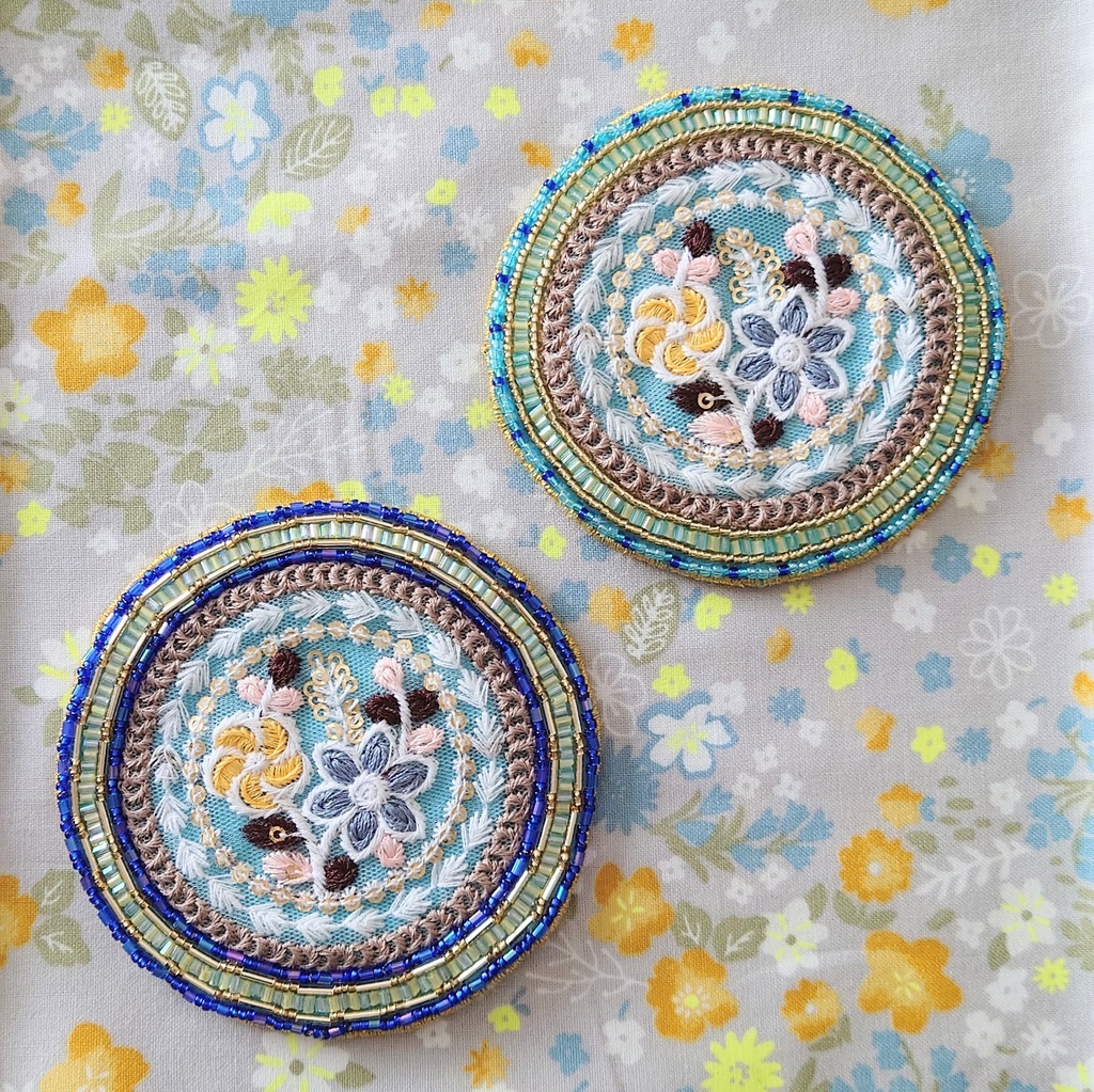 ビーズ刺繍コースターB　2枚セット