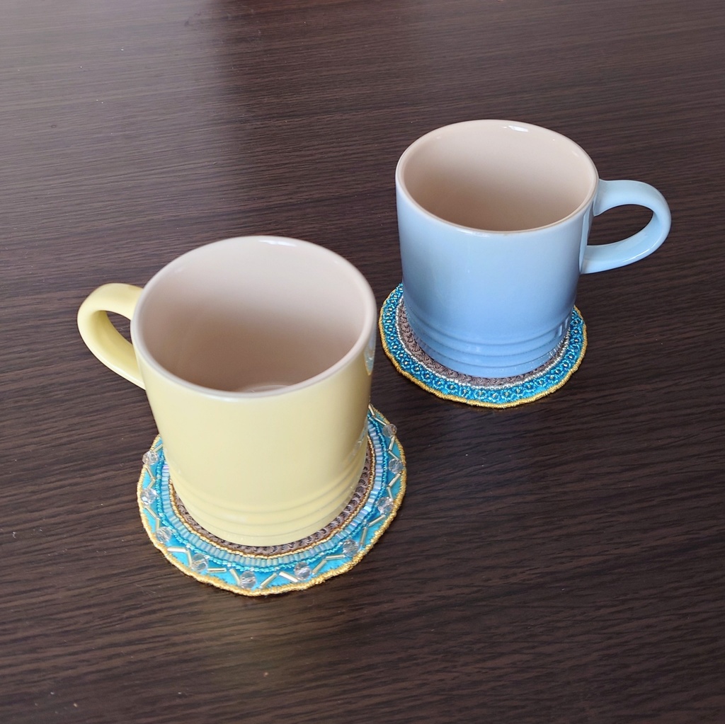 ビーズ刺繍コースターB 2枚セット