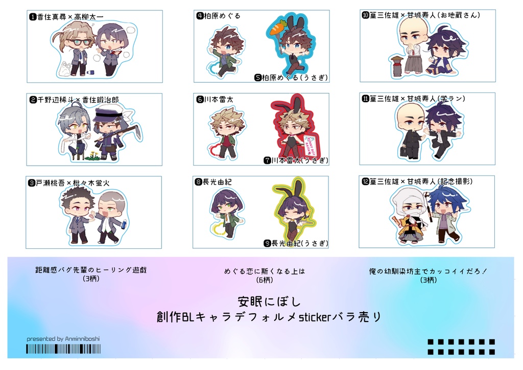 [バラ売り]創作BLキャラデフォルメsticker