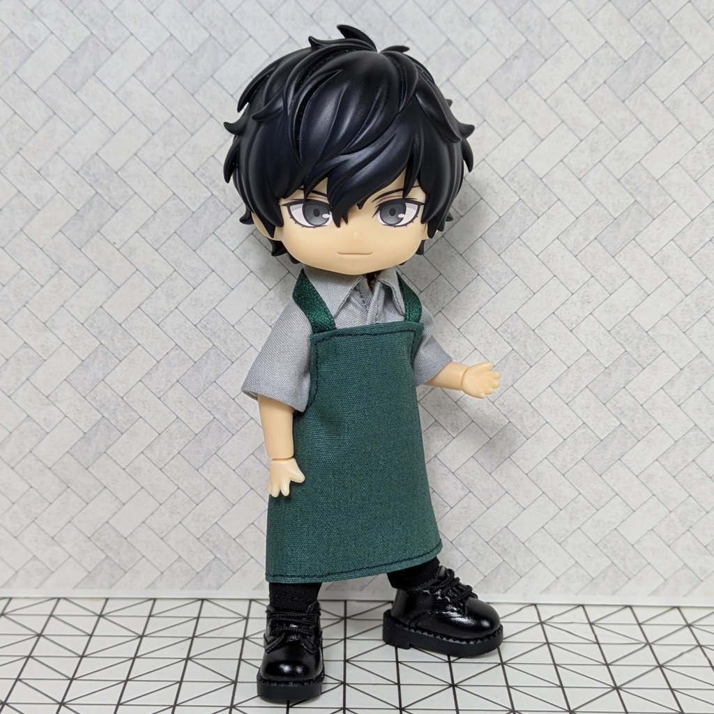 カフェエプロン　　　　　　　　　　　（グリーン）　　　　　　　　　　　　【オビツ11  ねんどろいどどーる】　　　　　　　　　　　　　　　　　　　　　　