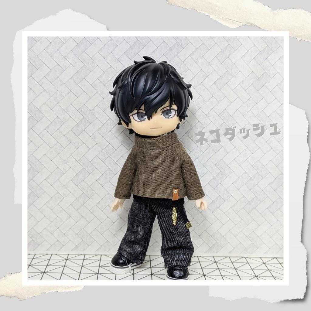 2月25日販売開始☆デニムワイドパンツ ☆ブラック☆ 【オビツ11 ねんどろいどどーる】