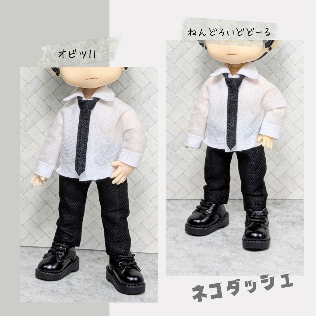 ☆受注製作☆シャツ(ホワイト)&ネクタイ(ブラック)