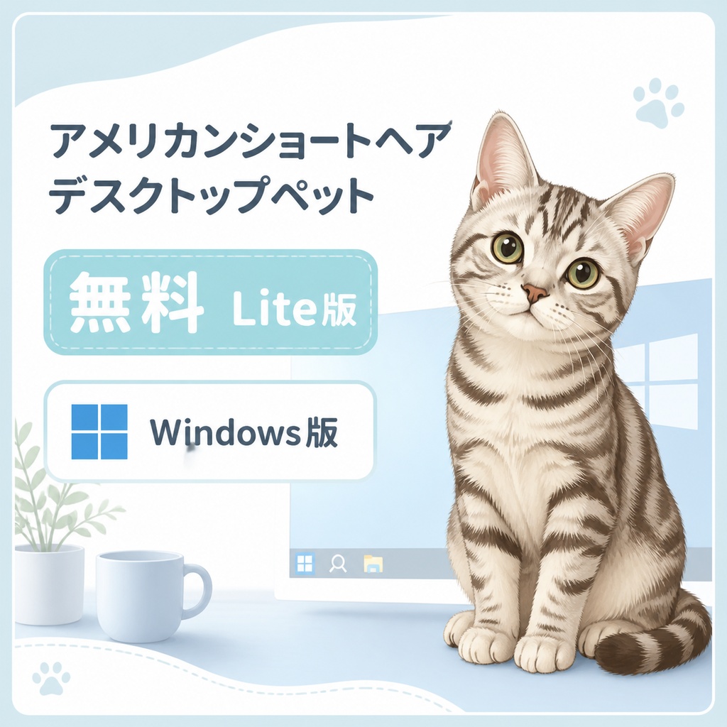 【無料・Windows】アメリカンショートヘア デスクトップペット Lite版｜MofuMado