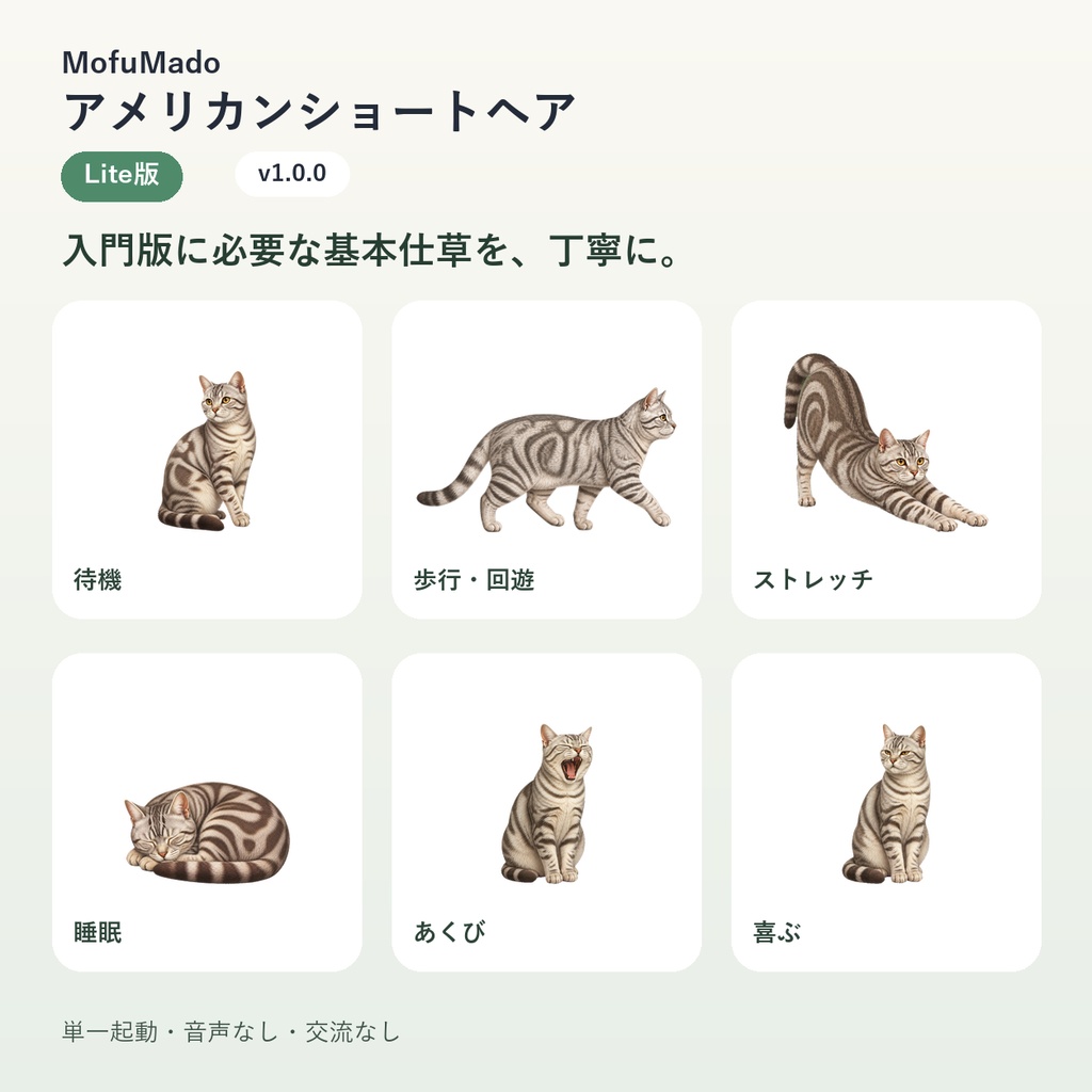 【無料・Windows】アメリカンショートヘア デスクトップペット Lite版|MofuMado