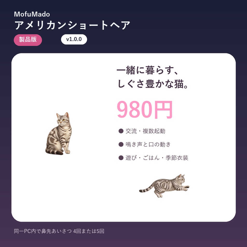 【Windows】アメリカンショートヘア デスクトップペット 製品版|複数起動・交流|MofuMado