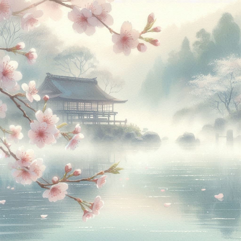 和風壁紙|夜の桜と月の風景(スマホサイズ)