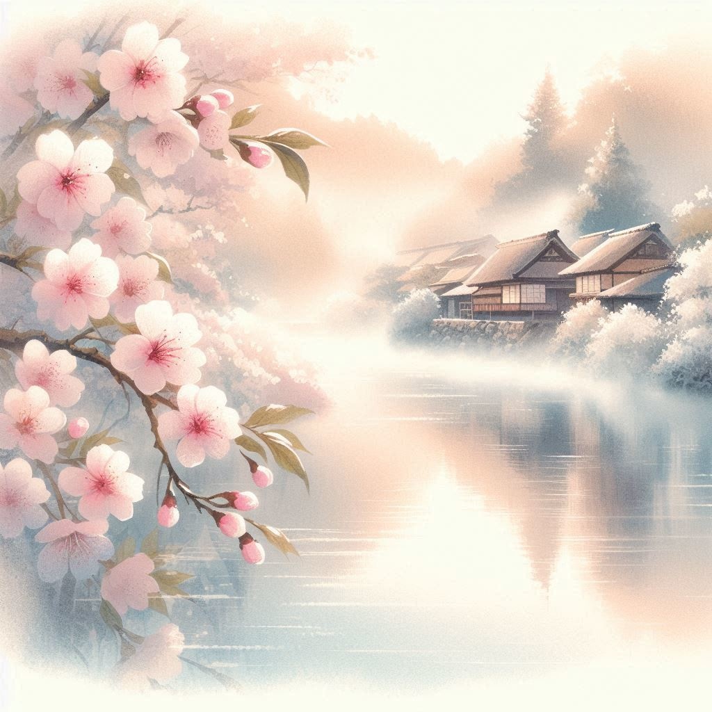 和風壁紙|夜の桜と月の風景(スマホサイズ)