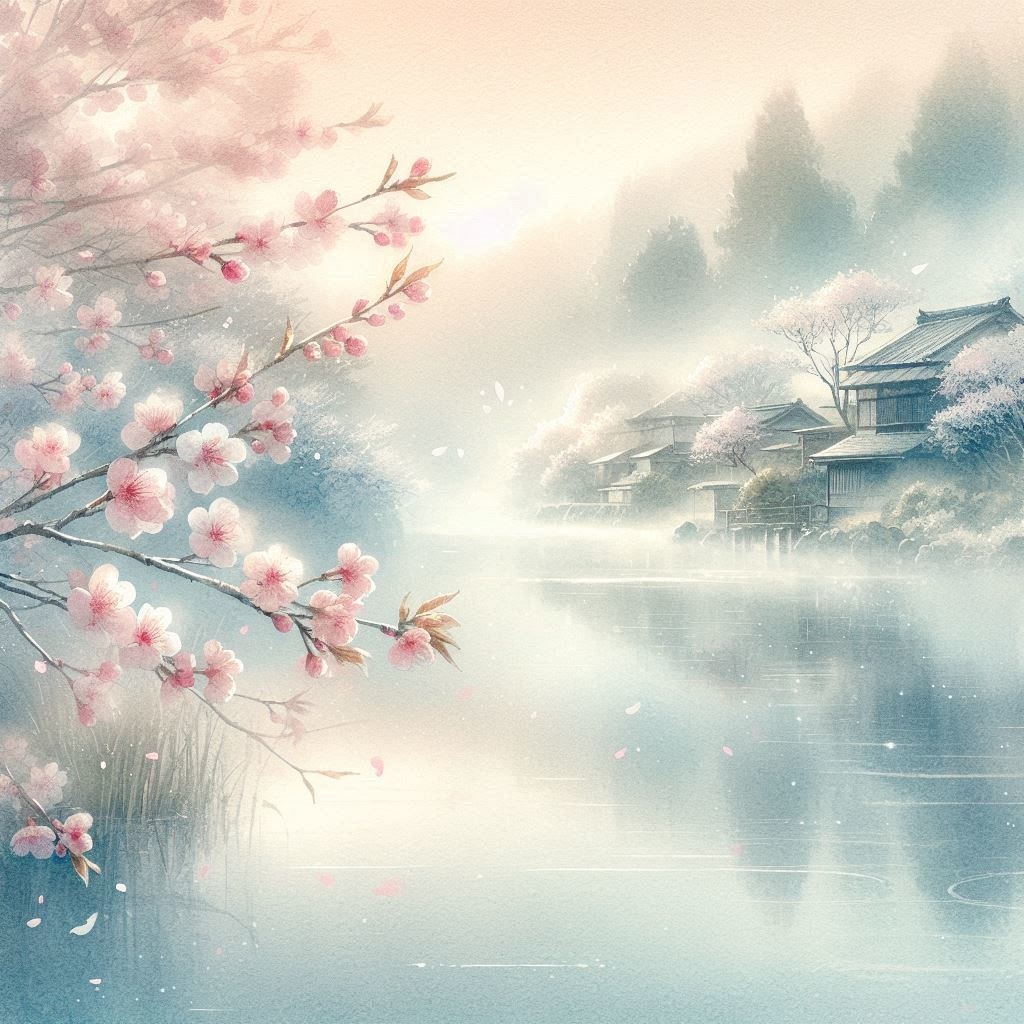 和風壁紙|夜の桜と月の風景(スマホサイズ)