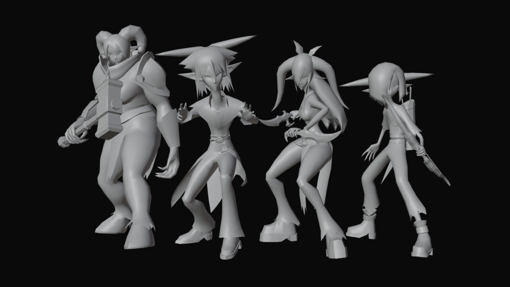 【3D Model】Stylized Demon Pack (4 Characters + Weapons + Animations)
