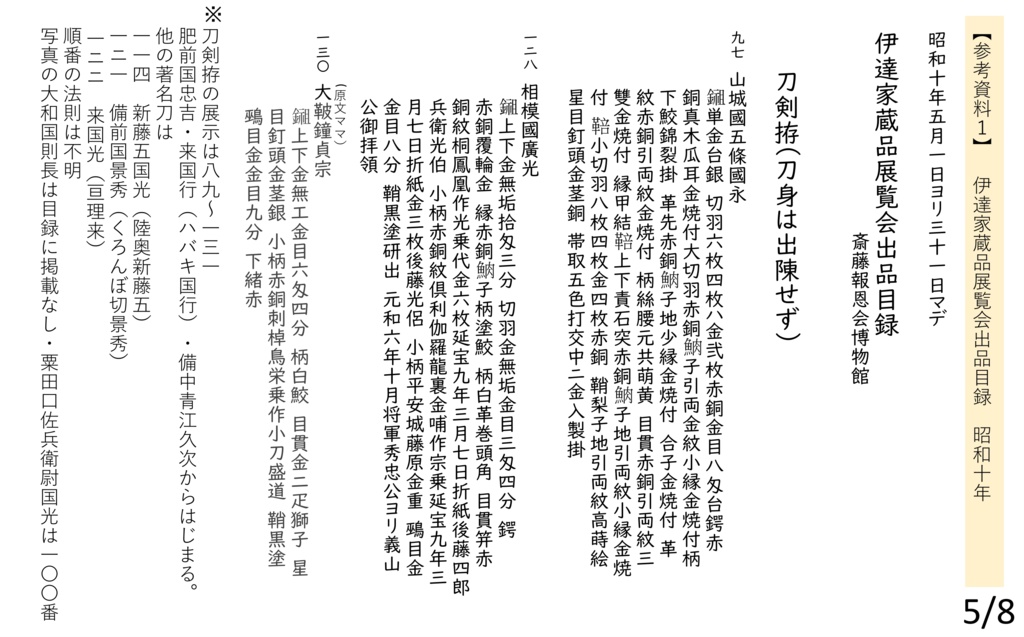 鶴丸国永の伊達家時代の拵について