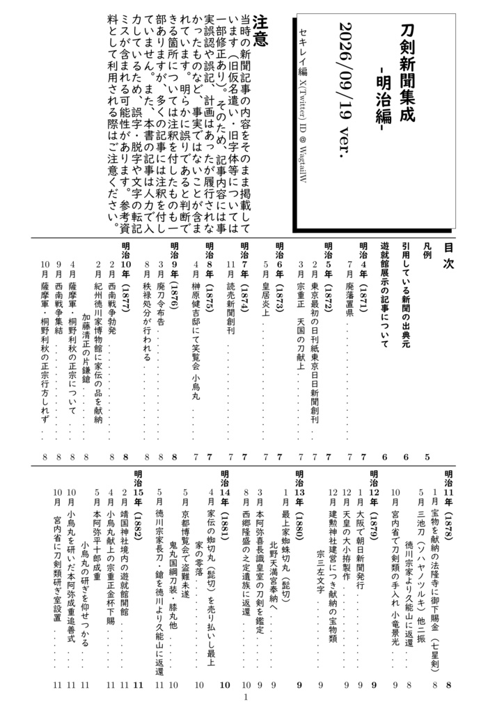 刀剣新聞集成-明治編- 2026/9/19 ver.