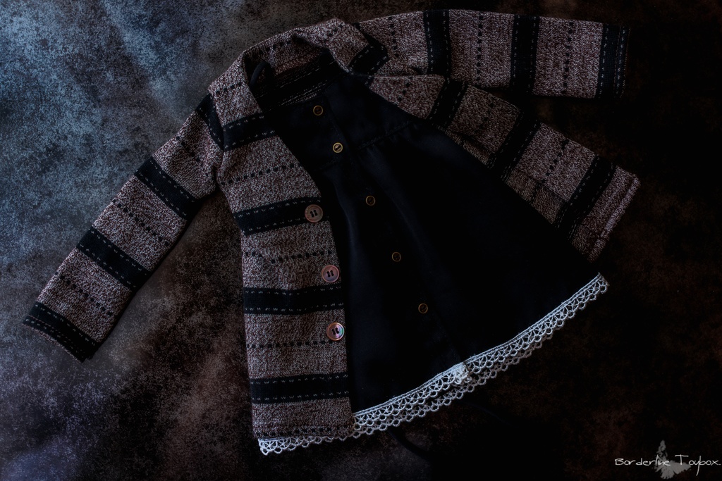 受注製作(5月発送予定):MDD用フルフロントオープンワンピース&スペシャライズドボーダーカーディガン セットVer.ピュアブラックオルタ