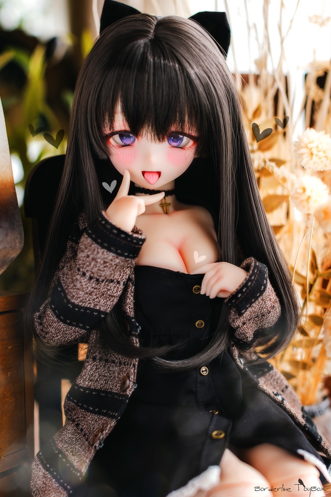 受注製作(5月発送予定):MDD用フルフロントオープンワンピース&スペシャライズドボーダーカーディガン セットVer.ピュアブラックオルタ