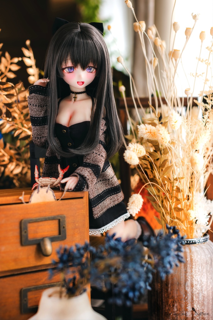 受注製作(5月発送予定):MDD用フルフロントオープンワンピース&スペシャライズドボーダーカーディガン セットVer.ピュアブラックオルタ