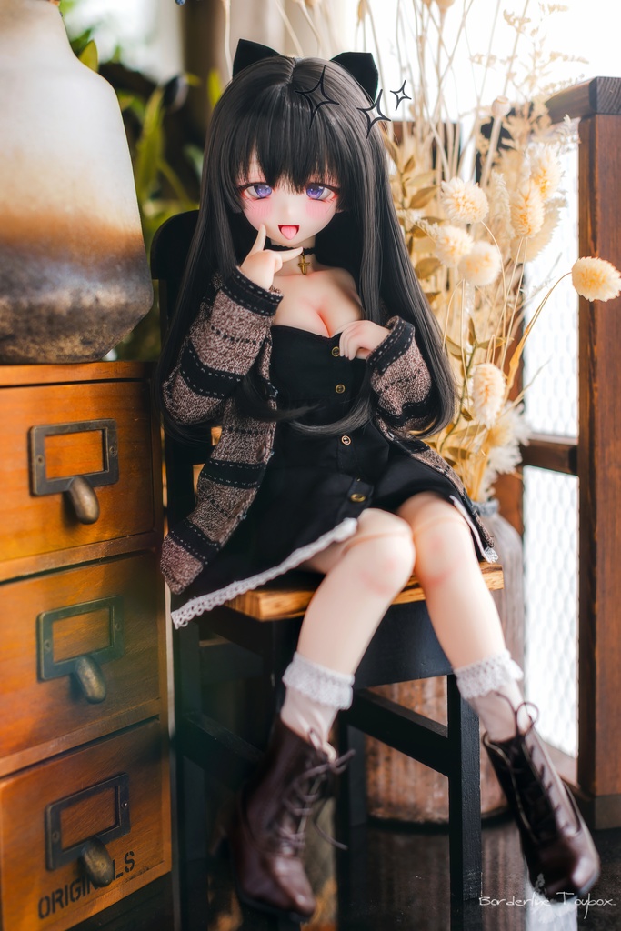 受注製作(5月発送予定):MDD用フルフロントオープンワンピース&スペシャライズドボーダーカーディガン セットVer.ピュアブラックオルタ