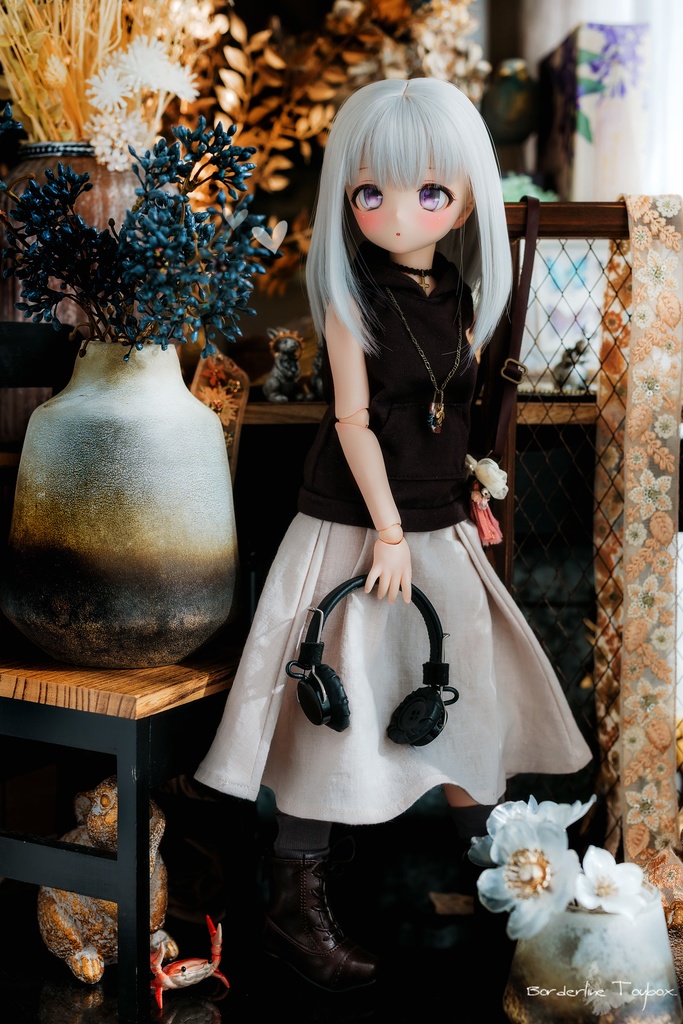 受注製作(5月発送予定):MDD用ラフシルエットロングパーカー&ウォーンインクローズスカート セット