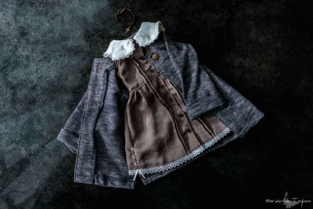 受注製作(5月発送予定):MDD用ボックスカラーワンピースMC&ワンボタンロングカーディガンⅡ セット