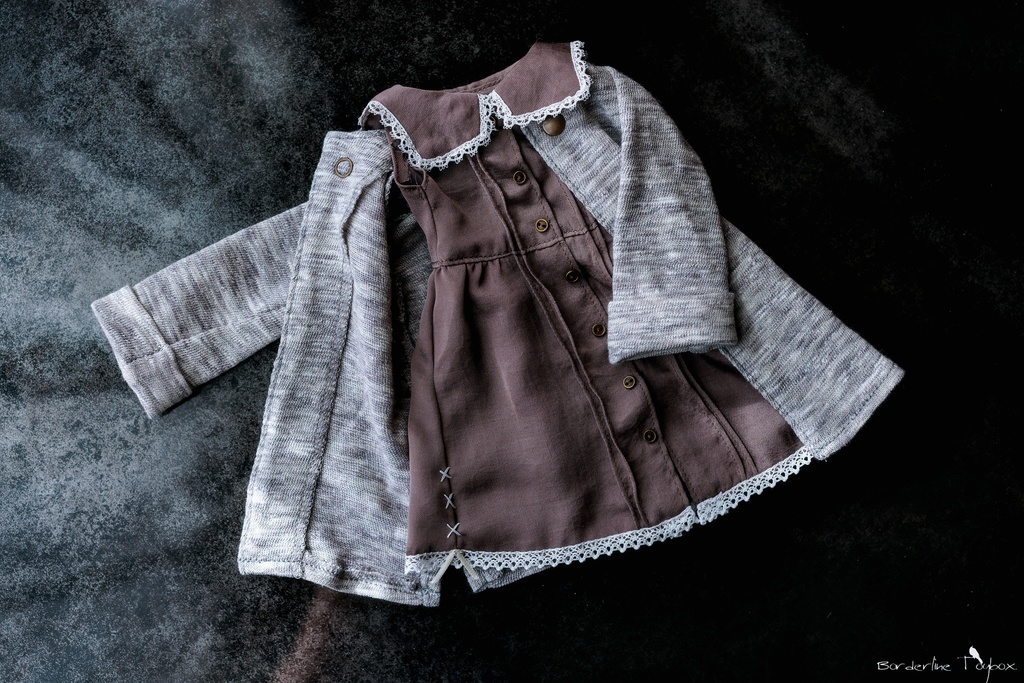 受注製作(5月発送予定):MDD用ボックスカラーワンピースMC&ワンボタンロングカーディガンⅡ セット