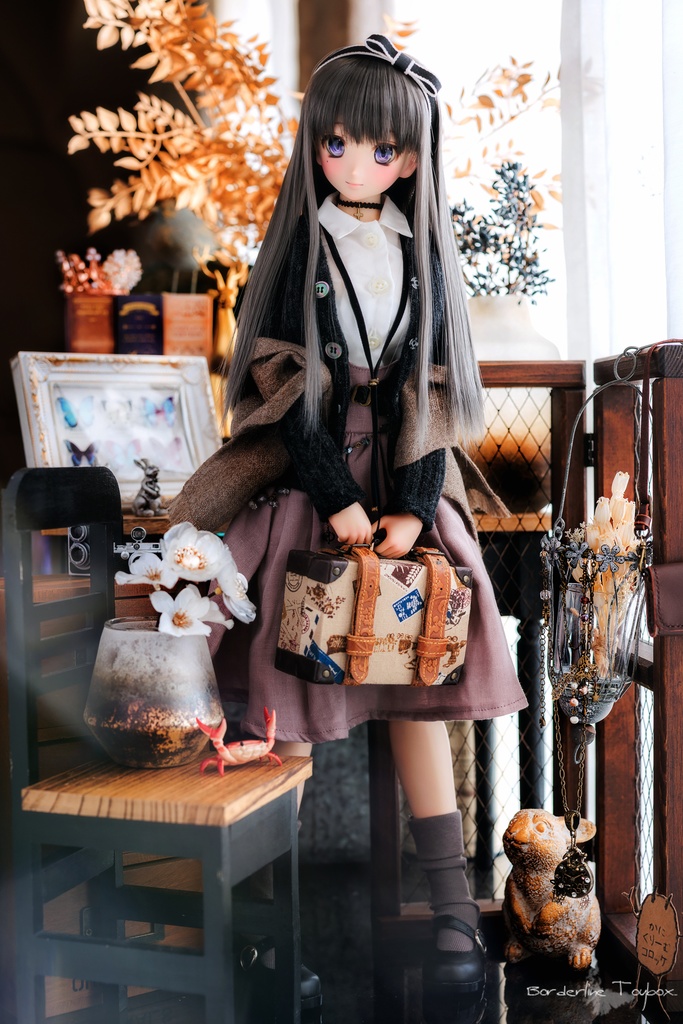 即納：DD＆MDD用 コンフォータブルニットカーディガン＆フラフィーファブリックジャンパースカート＆シェルボタンノースリーブシャツMCⅡ＆カルトナージュブレードレースベルト セット