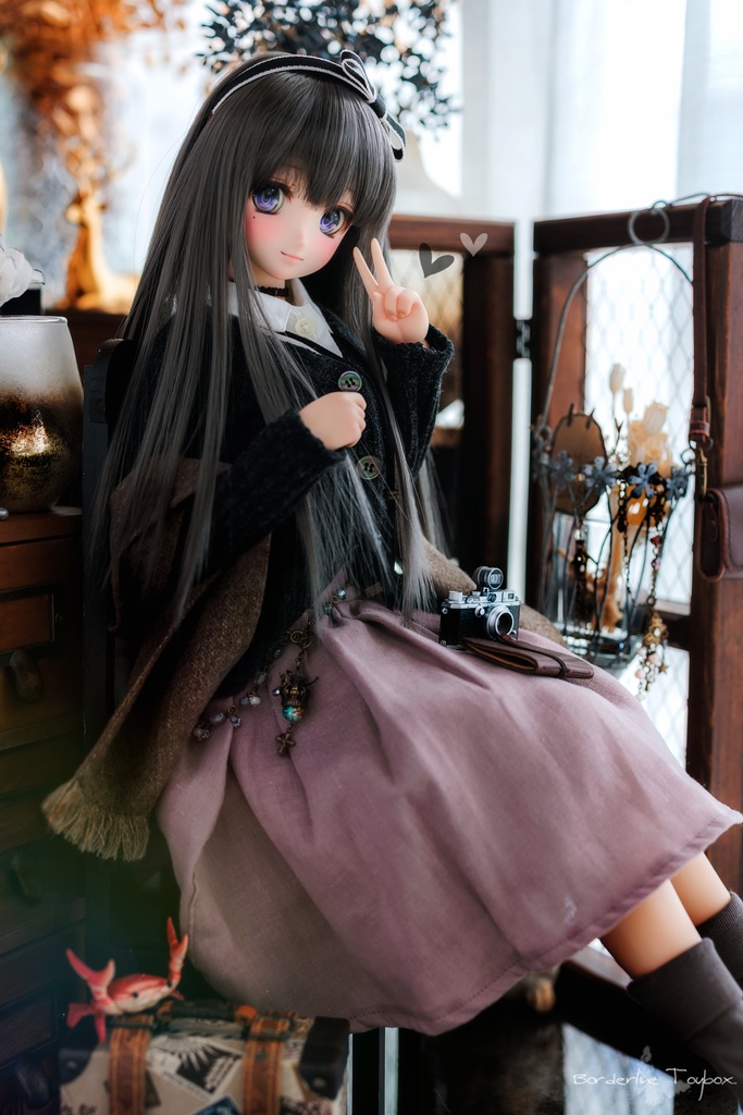 即納:DD&MDD用 コンフォータブルニットカーディガン&フラフィーファブリックジャンパースカート&シェルボタンノースリーブシャツMCⅡ&カルトナージュブレードレースベルト セット