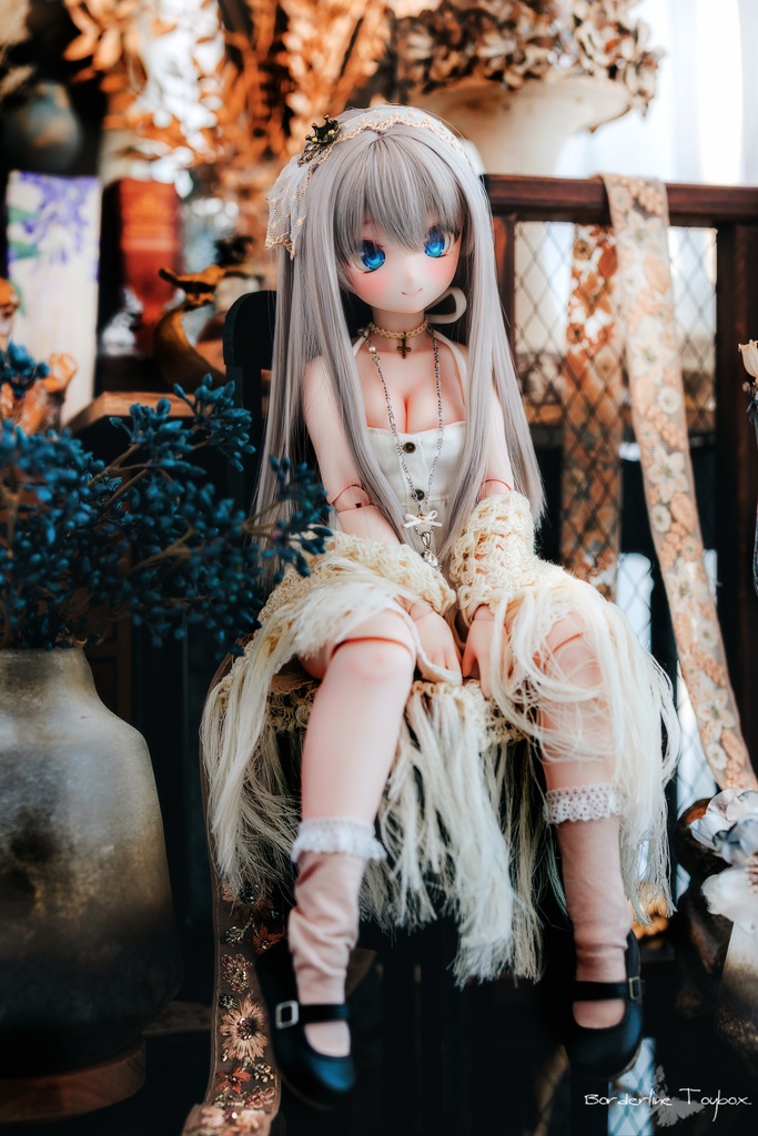 受注製作(5月発送予定):MDD用フルフロントオープンワンピース&クロスブレードレースチョーカー&ののショール セットVer.スノウホワイト