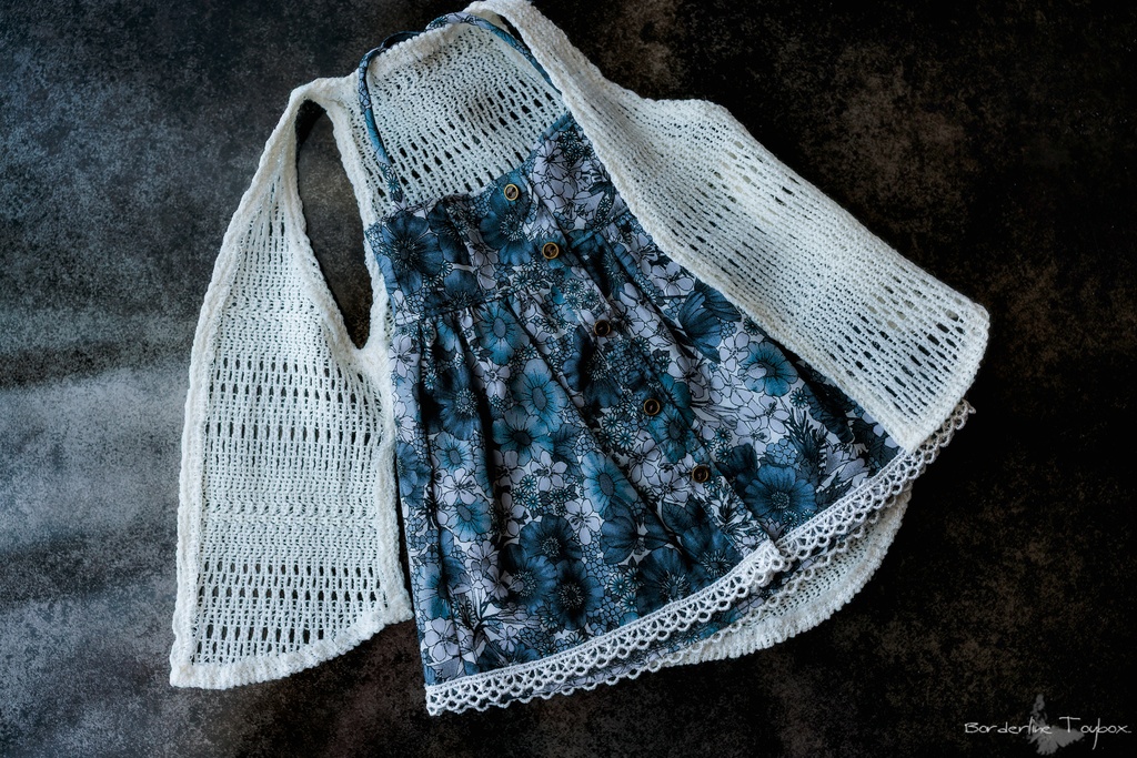 即納:DD&MDD用ランダムゲージレースカーディガン&フルフロントオープンワンピース セット