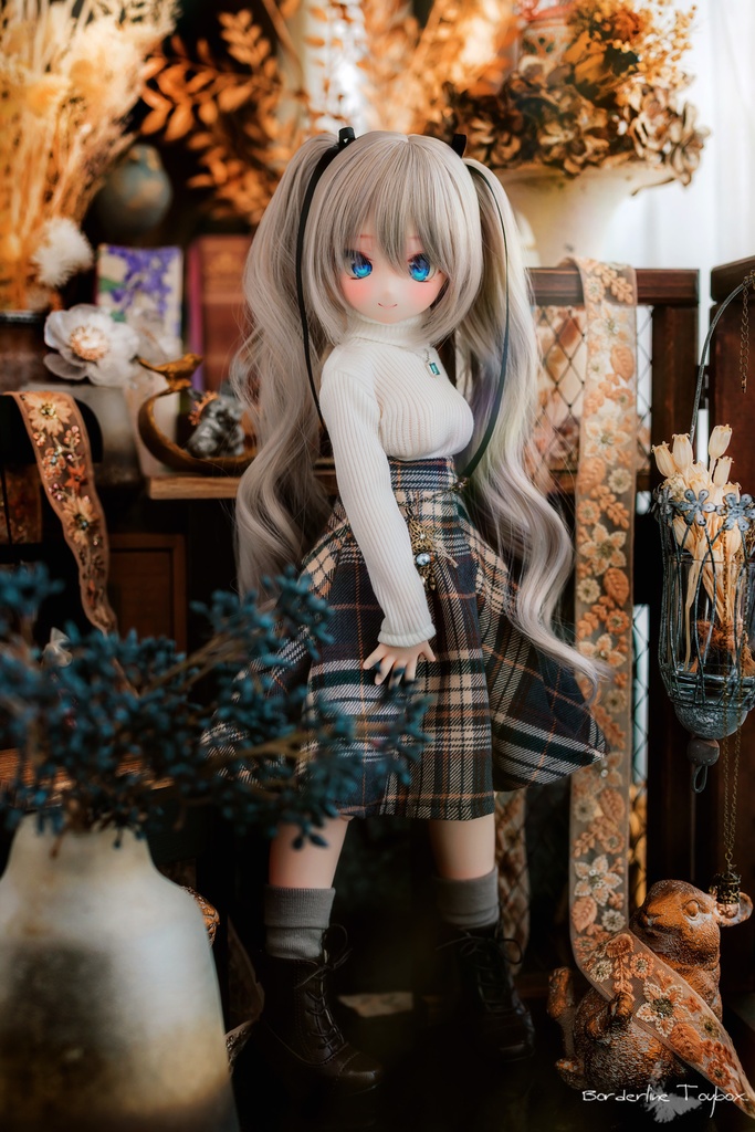 受注製作(5月発送予定):ブライトプレーティングリブニットセーター&メルティングチェックハイウエストスカート&ウォームファーフーディロングケープ セット