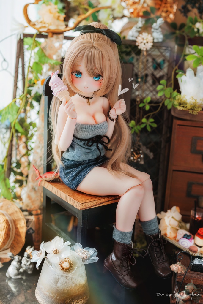 受注製作(1月発送予定):MDD用アジャスタブルベアトップキャミソールⅱ&ストレッチデニムミニスカートⅱセットVer.フィールサマー