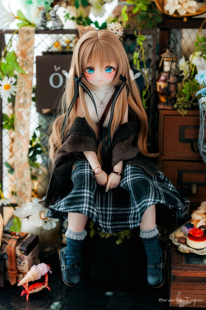 受注製作（1月発送予定）：MDD用ブライトプレーティングニットノースリーブセーター＆メルティングハイウエストスカートセットVer.B&Wスチュアート