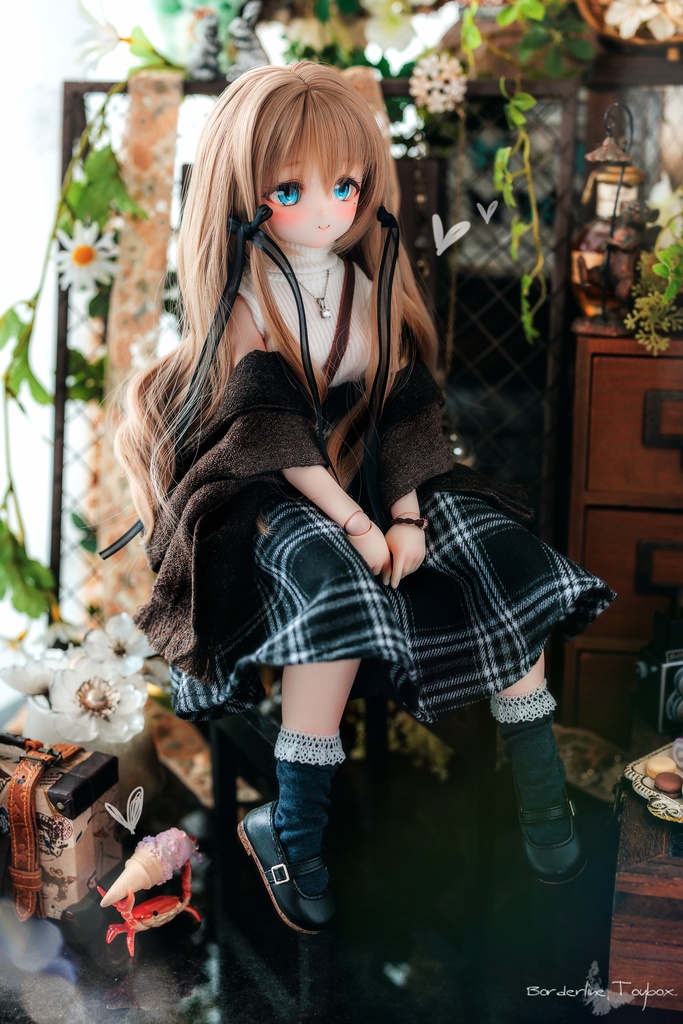 受注製作(1月発送予定):MDD用ブライトプレーティングニットノースリーブセーター&メルティングハイウエストスカートセットVer.B&Wスチュアート