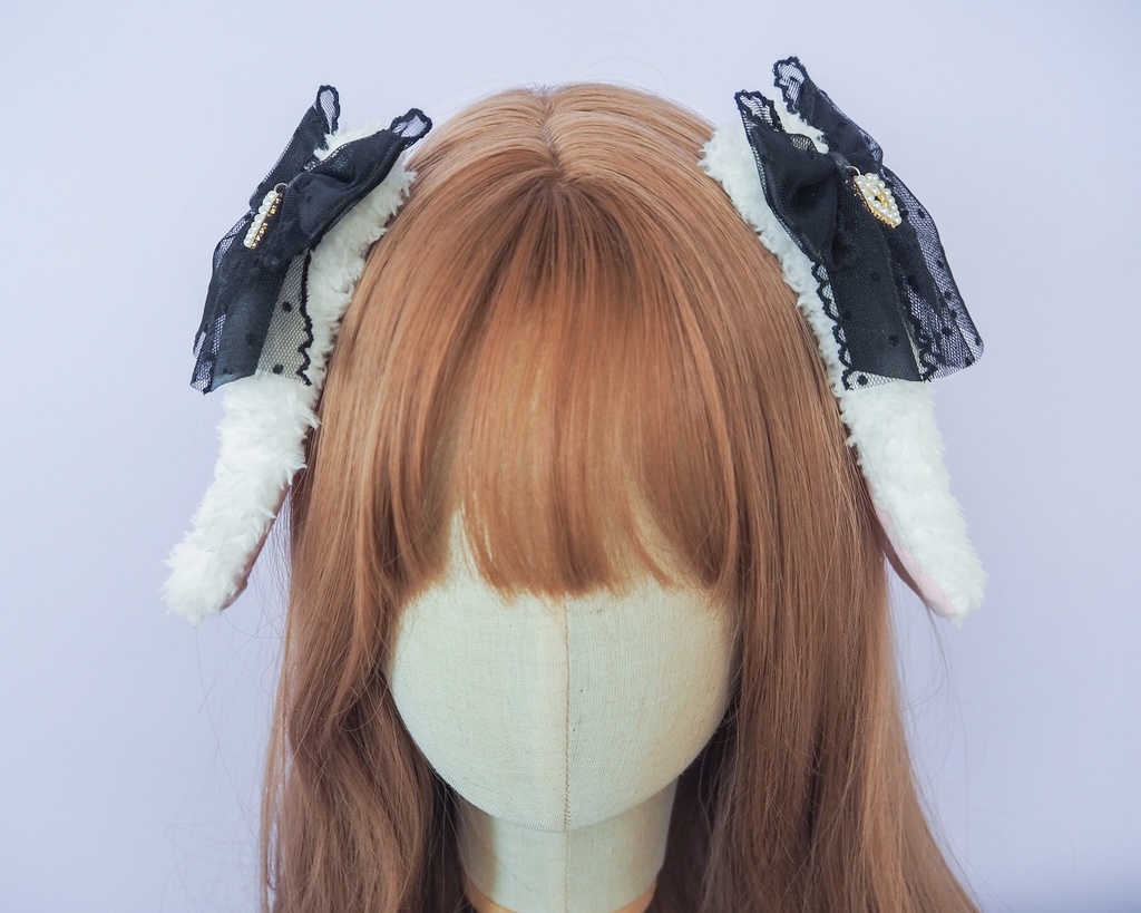 ドットチュールレースりぼん うさぎ耳