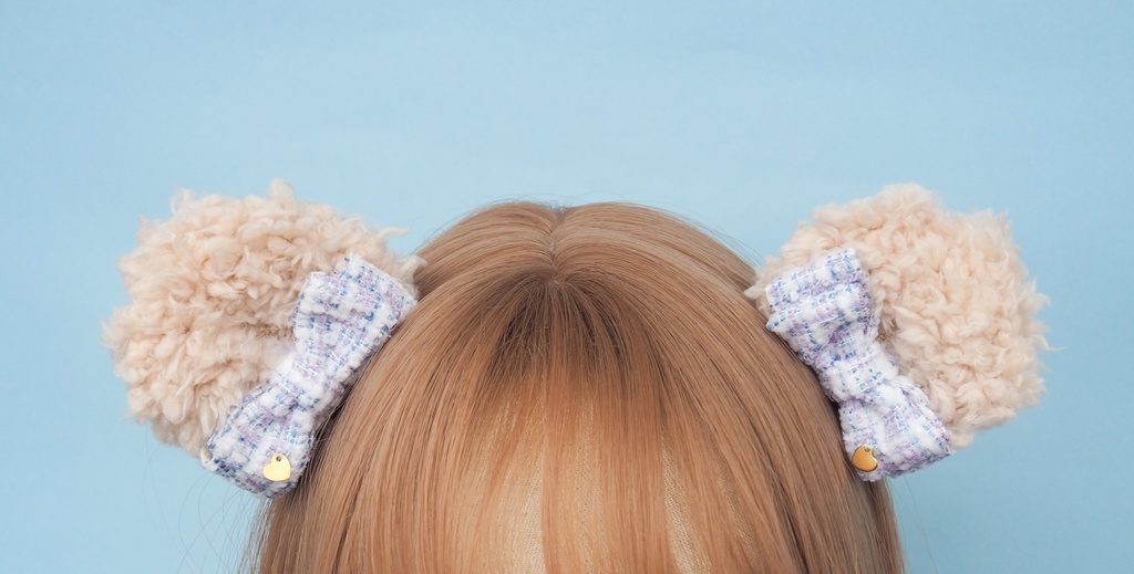 【限定】ツイードりぼん くま耳 (ベージュ)