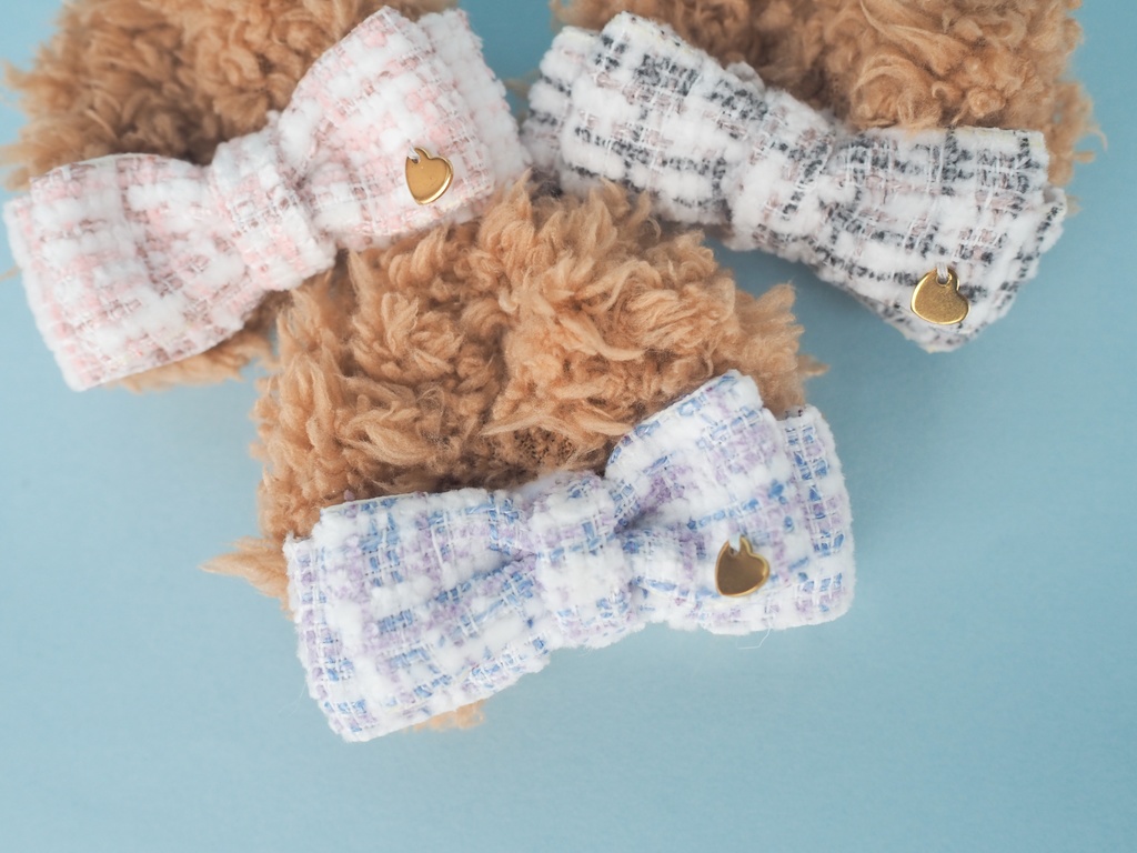 ツイードりぼんくま耳(茶色)