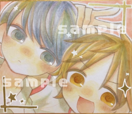手描き色紙/主人公&花村陽介