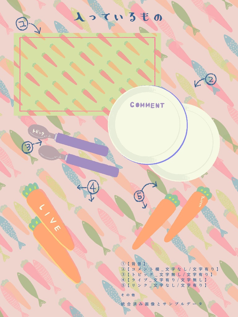 お野菜とお魚の配信画面セット