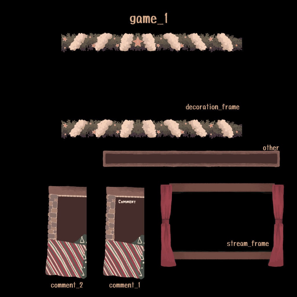 クリスマスな背景とゲーム配信素材