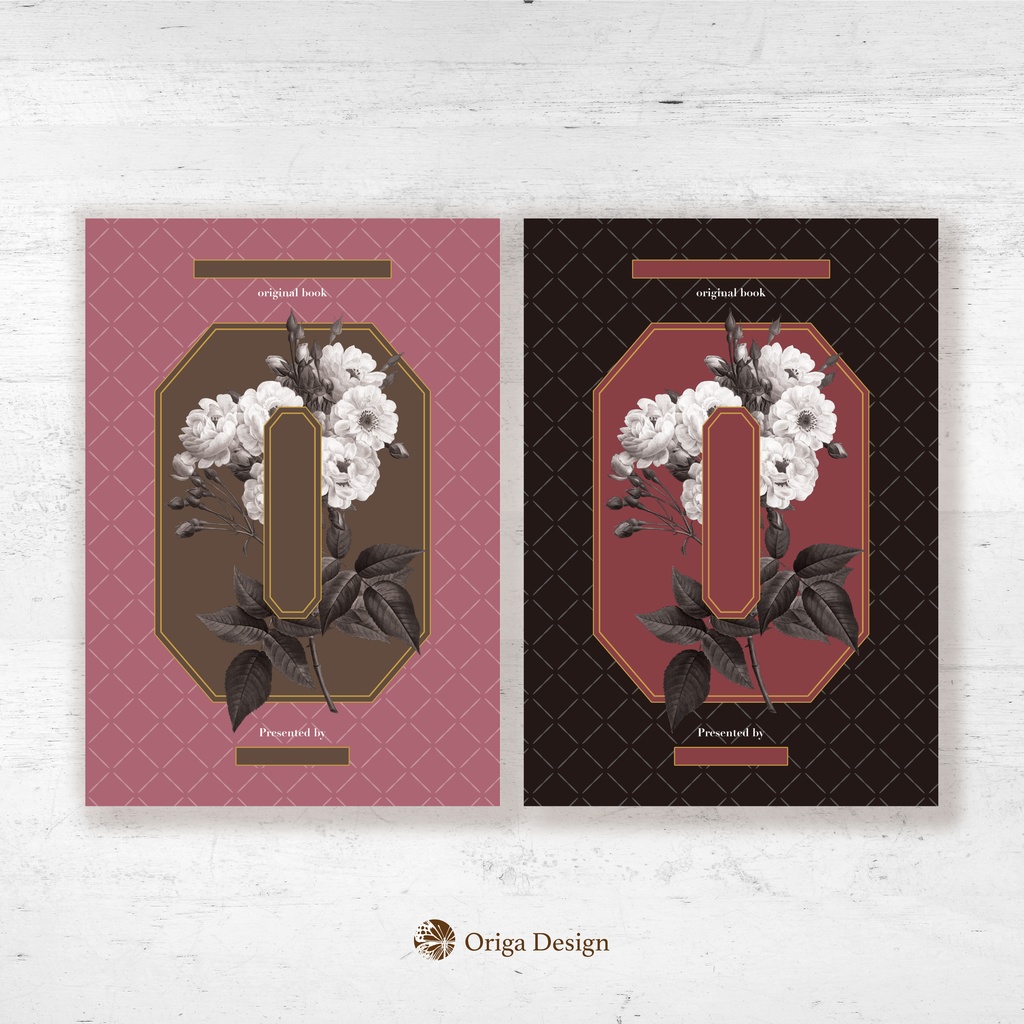 【印刷可能】アンティークな花の表紙素材(裏表紙あり)