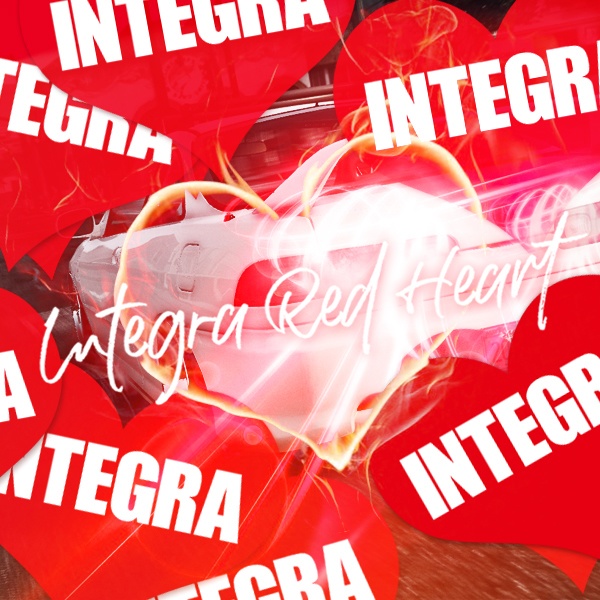 INTEGRA HEART RED STICKER - インテグラ ハート レッド ステッカー / HONDA 峠 JDM  カスタム