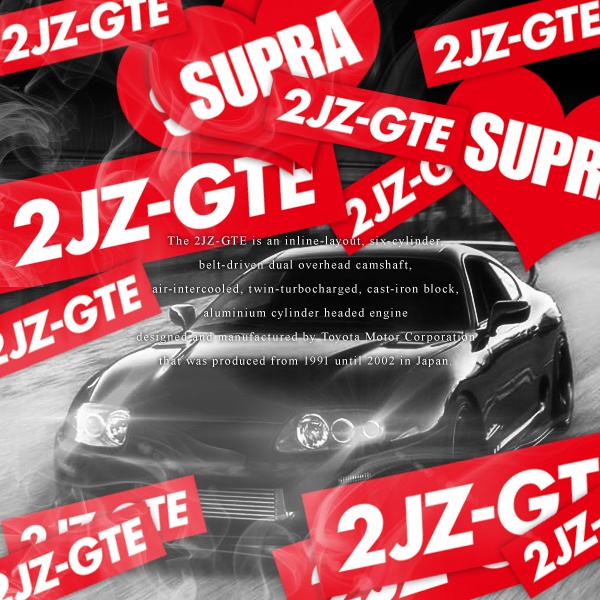 2JZ-GTE RED STICKER - ステッカー / JDM USDM カスタム SUPRA スープラ ARIST D1ドリフト