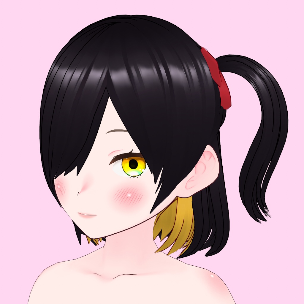 【vroid】ミディアムハーフツイン【髪型カスタムアイテム】