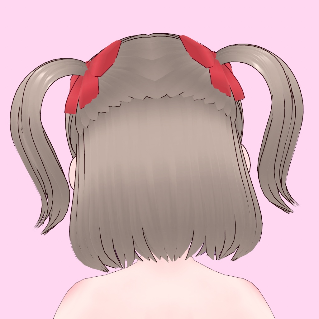 【vroid】ミディアムハーフツイン【髪型カスタムアイテム】