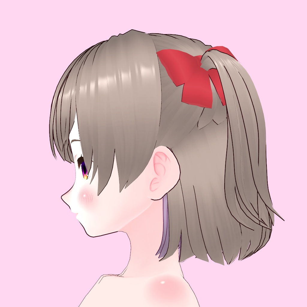 【vroid】ミディアムハーフツイン【髪型カスタムアイテム】