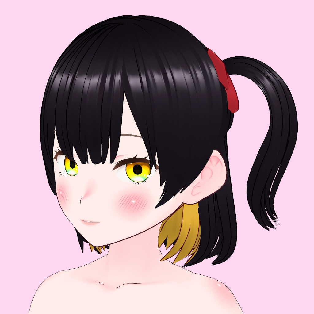 【vroid】ミディアムハーフツイン【髪型カスタムアイテム】