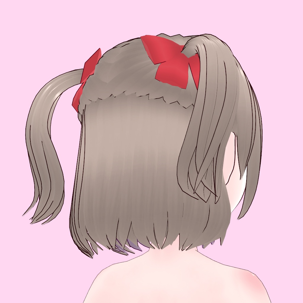 【vroid】ミディアムハーフツイン【髪型カスタムアイテム】