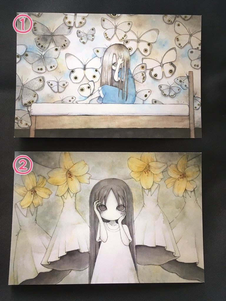 ポストカード（蝶・百合）　2種