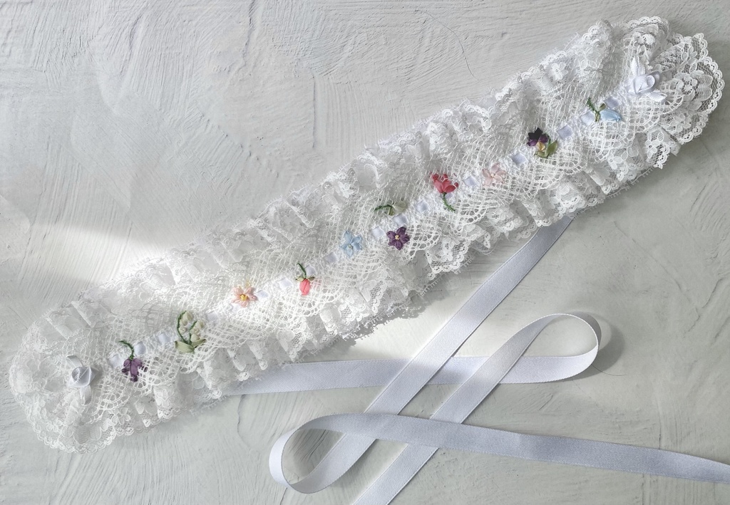 ヘッドドレス リボン刺繍 花畑 Jiji Millefeuille Booth